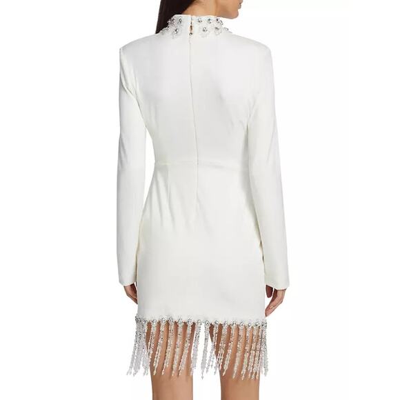 PatBO Hand Crystal Beaded High Neck Long Sleeve Mini Dress - Picture 3 of 16